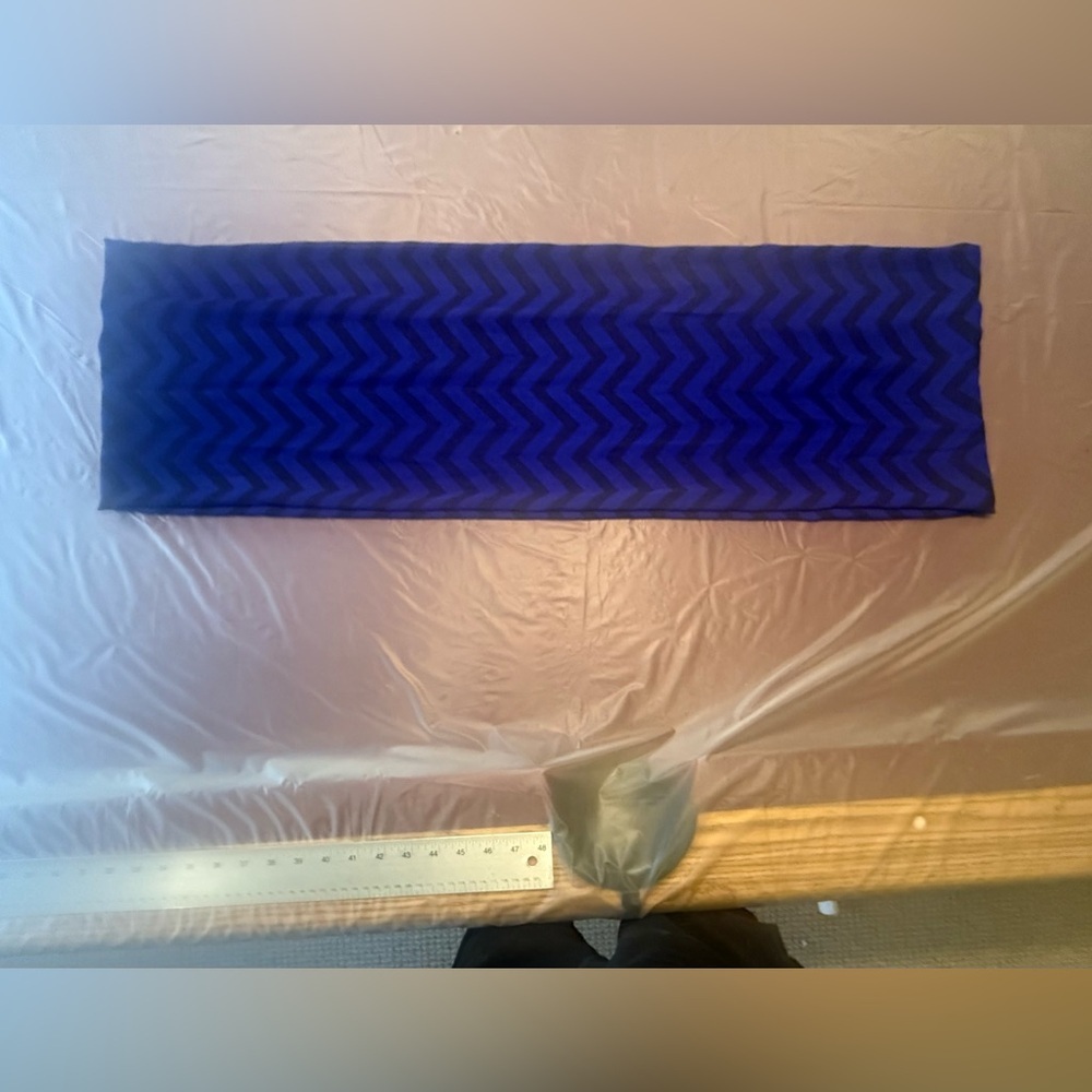 Chevron Patterned Blue And Black Infinity Scarf - image 3